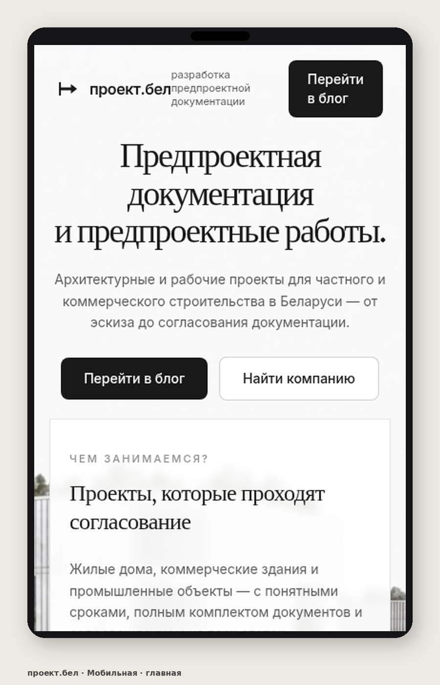 Мобильная версия проект.бел